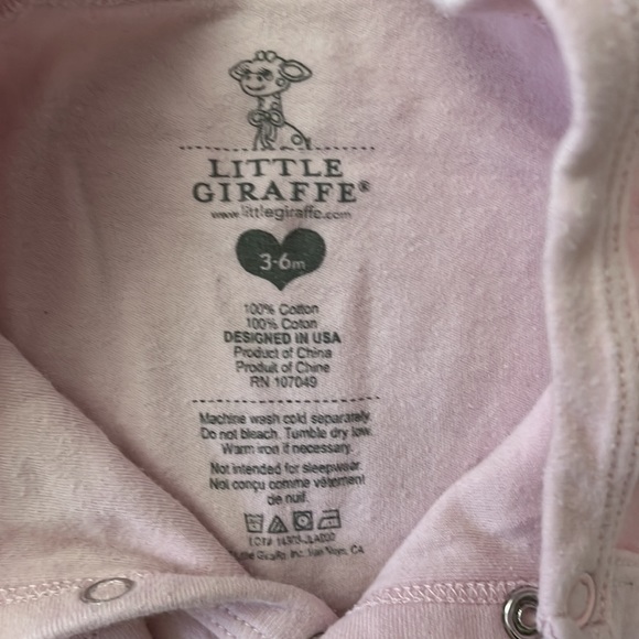 Garanimals 0-3 month girl sleeper and Little Giraffe 3-6 month pink one-piece - Picture 3 of 4